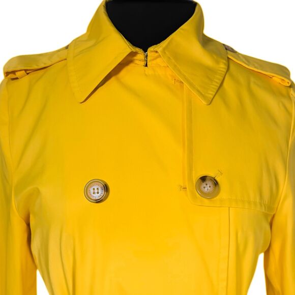 Ralph Lauren Womens Trench Coat Small Yellow Double Breasted Belted Cotton Blend - Picture 4 of 11